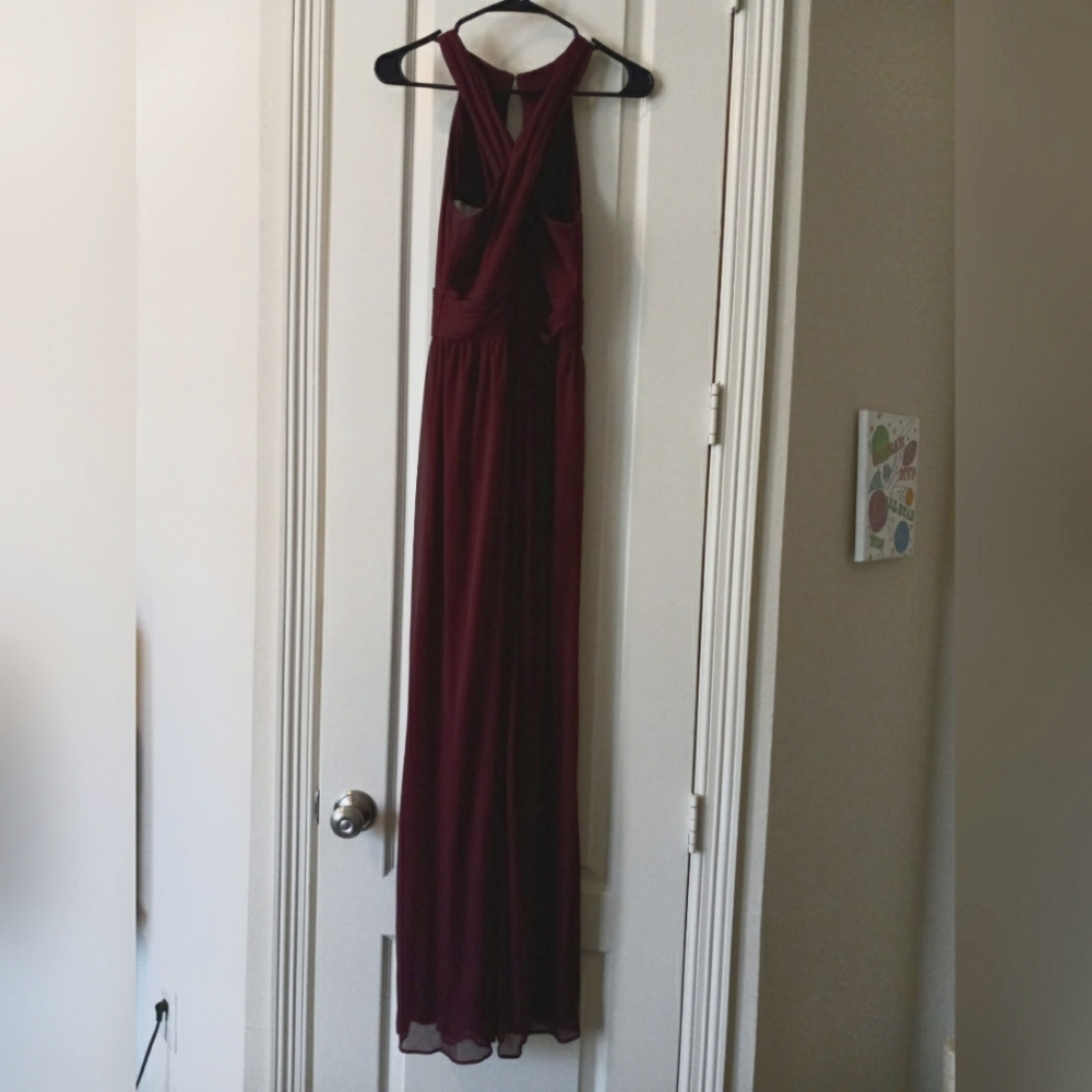 Gorgeous David's Bridal Crossover Wine Dress -